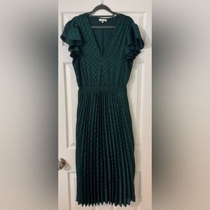 Max Studio | Dresses | Max Studio Emerald Green Polka Dot Pleated Midi Dress  Large | Poshmark